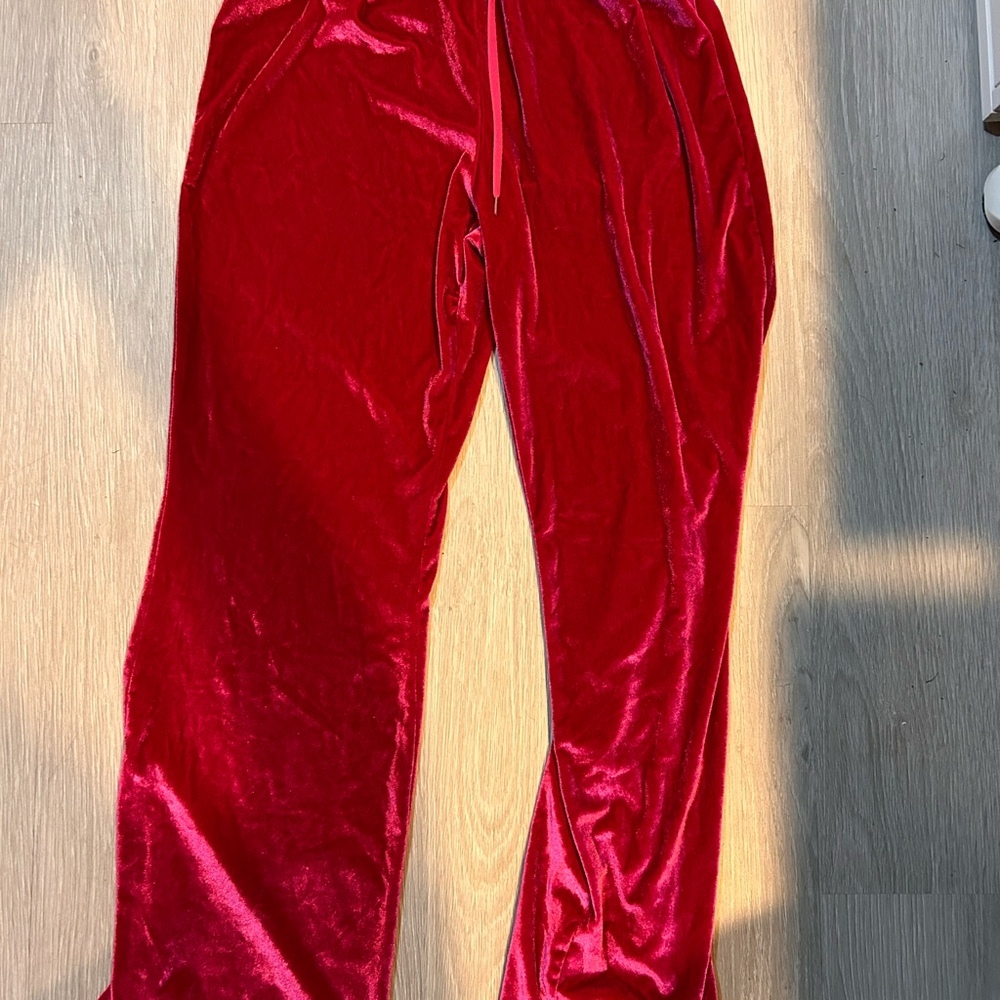 Red Velour “Juicy”-Style Lounge Pants – Size M
